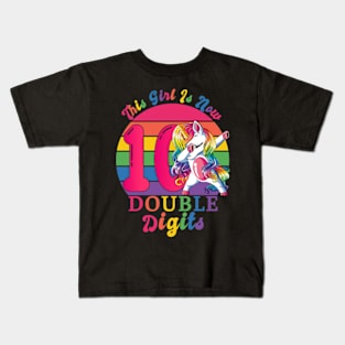 This Girl Is Now 10 Double Digits 10th birthday Kids T-Shirt